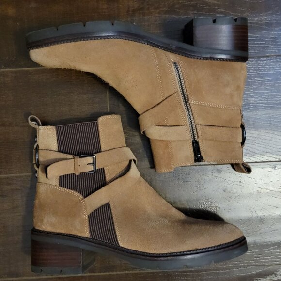 NEW Donald Pliner Savvy Boots Womens 8.5 Brown Suede Rustic Cottagecore Country - Picture 2 of 10